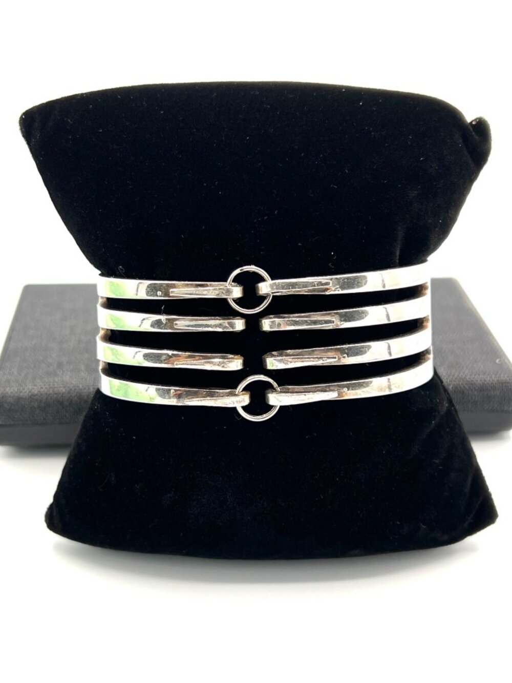 Vintage Silver Tone Fork Bracelet Handmade Upcycled Flatware Statement Jewelry